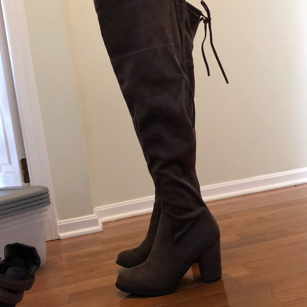 MiiM Ilan taupe 6 over the knee suede boots